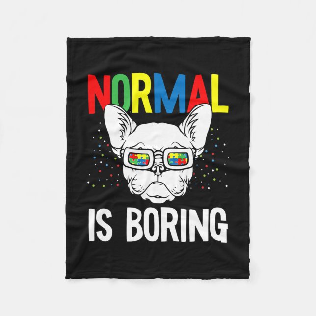 Manta Polar Conciencia sobre autismo aburrido Perro Bulldog fr (Anverso)