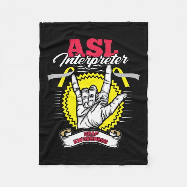 Manta Polar Concienciación Asl Sordera Oír A La Guerrera De La (Anverso)