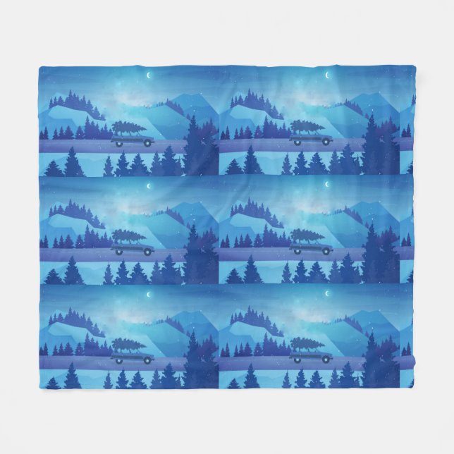 Manta Polar Conducción por la carretera con un árbol de navida (Frente (Horizontal))