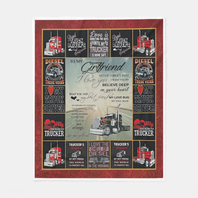 Manta Polar Conductor De Camión Personalizado A Mi Novia (Anverso)