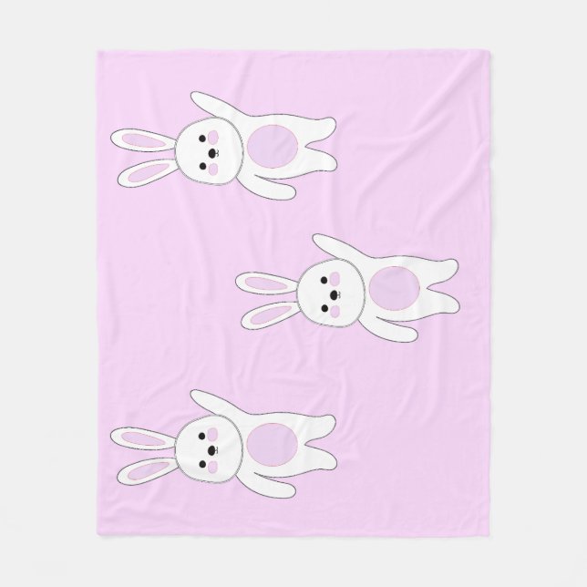 Manta Polar Conejito. Blanco y rosa. (Anverso)