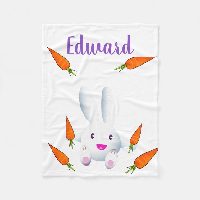 Manta Polar Conejito blanco y zanjas (Anverso)