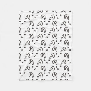 Manta Polar Conejito dibujado mano blanca negra linda de la