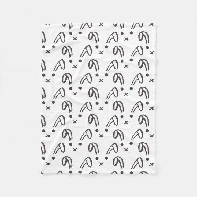 Manta Polar Conejito dibujado mano blanca negra linda de la (Anverso)