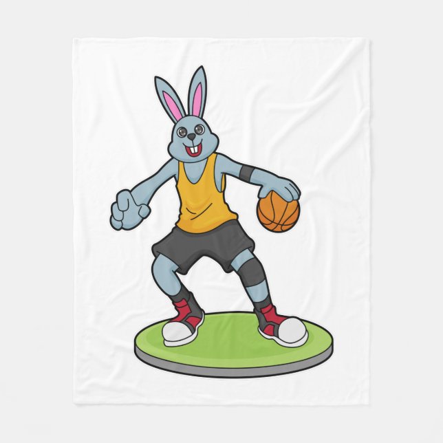 Manta Polar Conejo como jugador de baloncesto con baloncesto (Anverso)