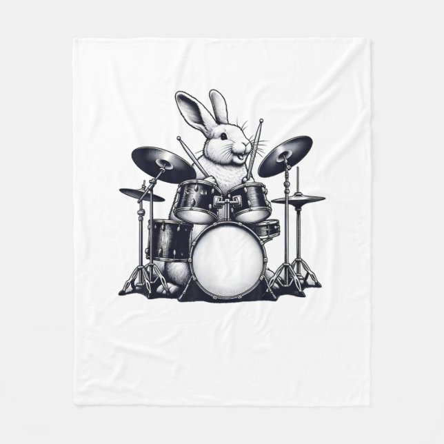 Manta Polar Conejo Conejo Cute Jugando Drums Rabbits Drummer M (Anverso)