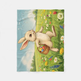 Manta Polar Conejo de Pascua de prado primaveral vintage