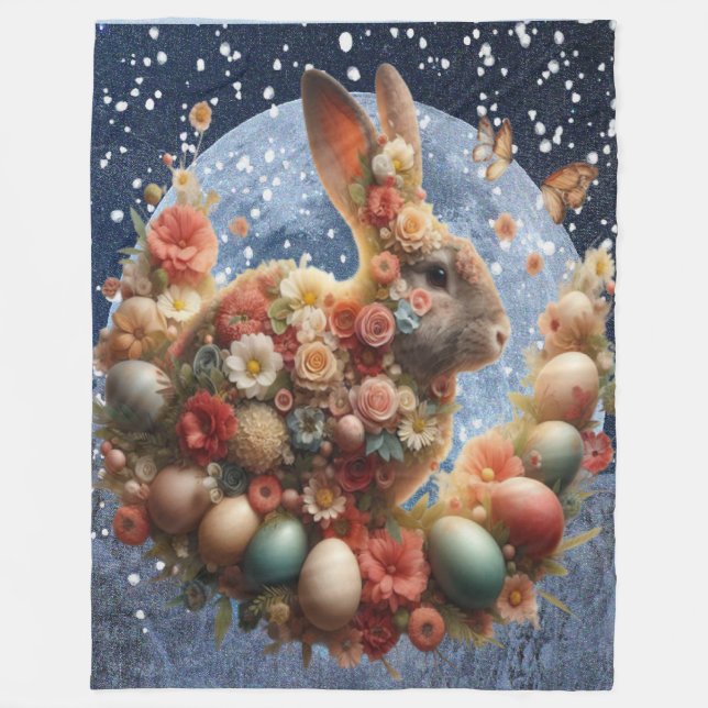 Manta Polar Conejo de Pascua en flor  (Anverso)