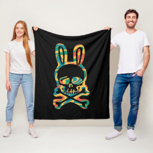 Manta Polar Conejo de Pascua Retro Tie Dye Conejo Calavera Cru