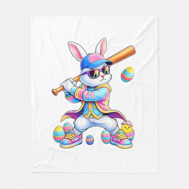 Manta Polar Conejo divertido de estampado tie dye béisbol Pasc (Anverso)