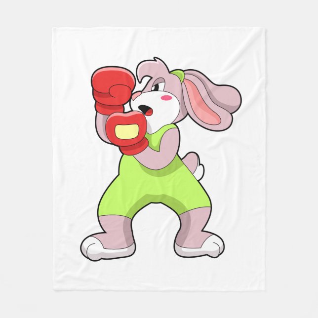 Manta Polar Conejo en boxeo con guantes de boxeo (Anverso)