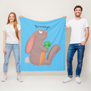 Manta Polar Conejo lindo con personalizado de zanahoria sentad