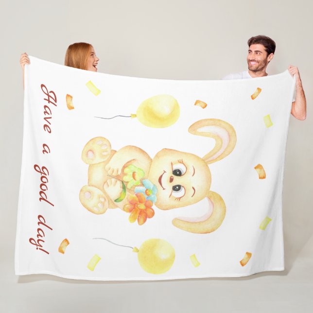 Manta Polar Conejo lindo para un Poster de ánimo positivo (In situ)