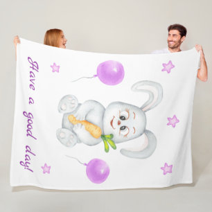 Manta Polar Conejo lindo para un Poster de ánimo positivo