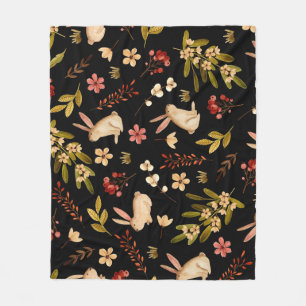 Manta Polar Conejos Cutos: Patrón de acuarela dibujado a mano