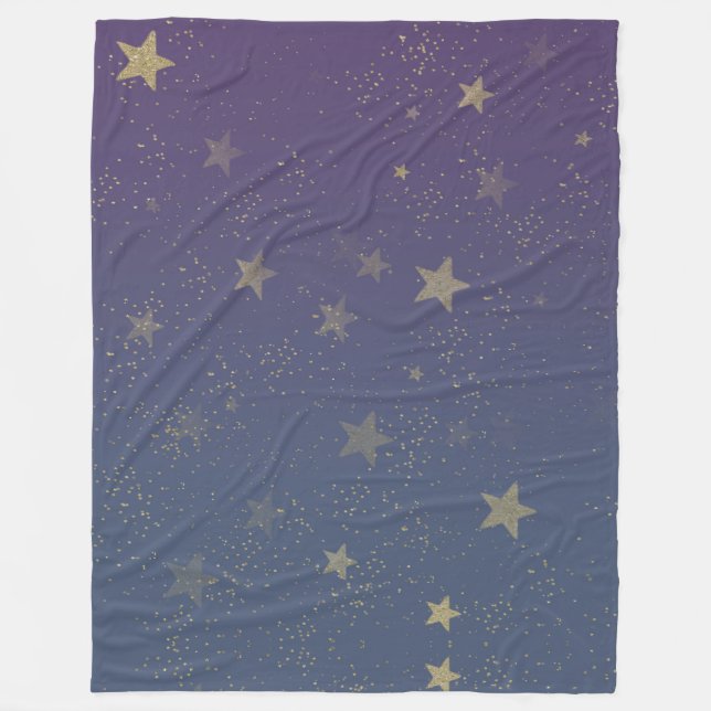 Manta Polar Confetti de las Estrellas de Oro Morado (Anverso)