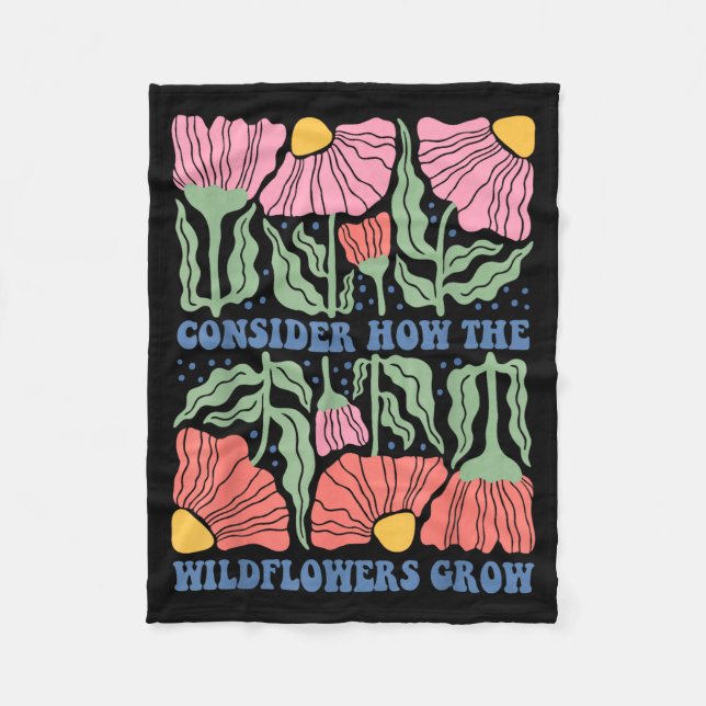 Manta Polar Consider how the wildflowers grow bible verse boho (Anverso)