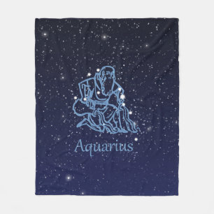 Manta Polar Constelación acuario y Rótulo zodiaco con estrel