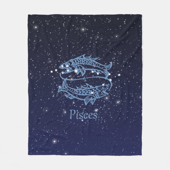 Manta Polar Constelación Pisces y Rótulo Zodiaco con Estrellas (Anverso)