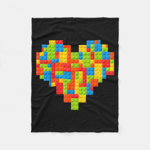 Manta Polar Constructor de ladrillos Corazón San Valentín Bloq