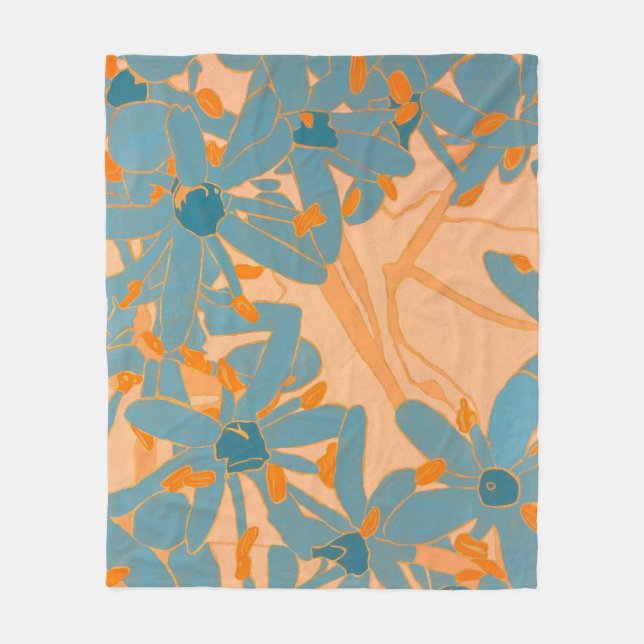 Manta Polar Contemporary Leaf Design in Peach  (Anverso)