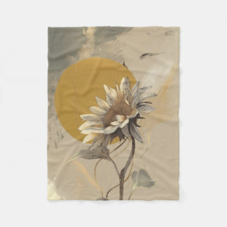 Manta Polar Contorno de girasol minimalista neutro