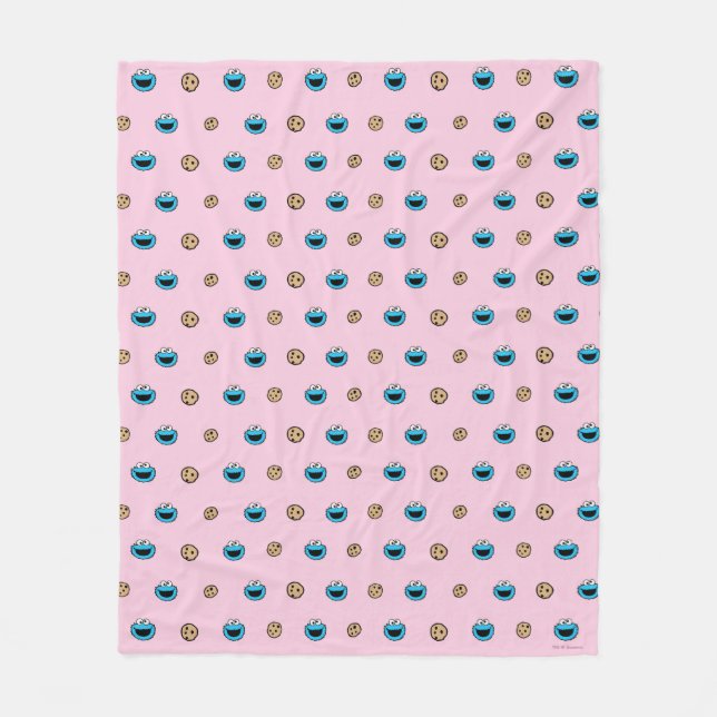 Manta Polar Cookie Monster and Cookies Pink Pattern (Anverso)