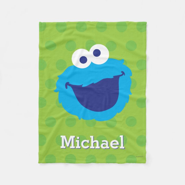 Manta Polar Cookie Monster Face | Añadir su nombre (Anverso)
