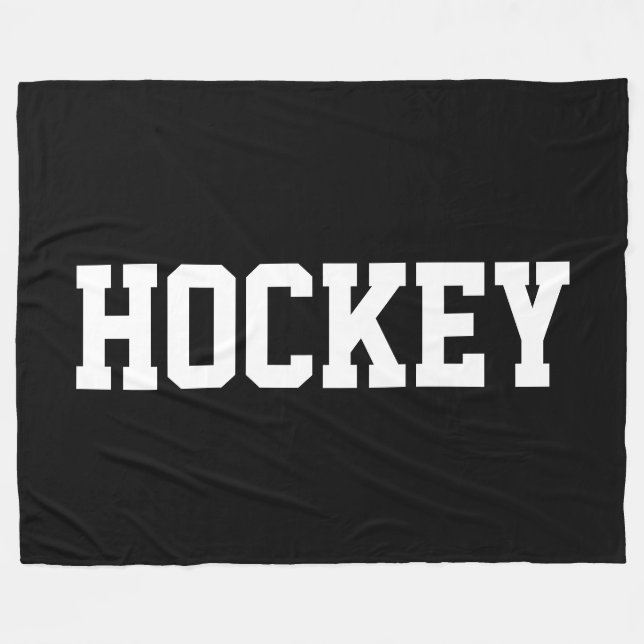 Manta Polar Cool Athletic Bold White HOCKEY Text On Deep Black (Frente (Horizontal))