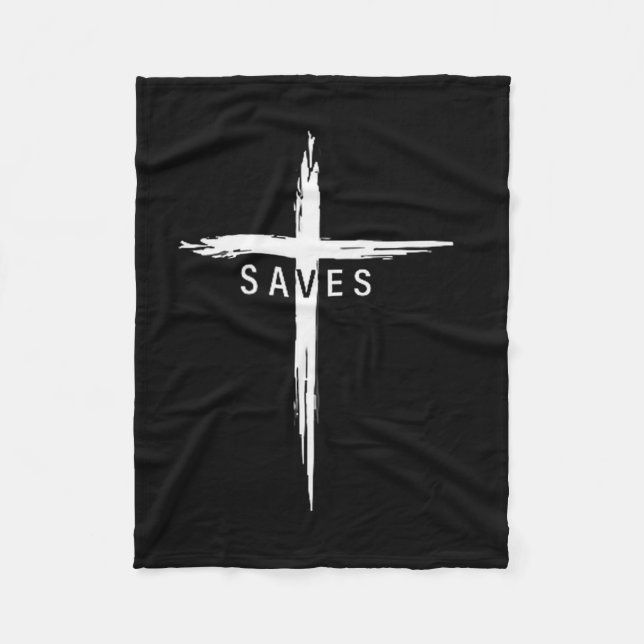 Manta Polar Cool Christian Cross Jesus Saves Men Women Graphic (Anverso)