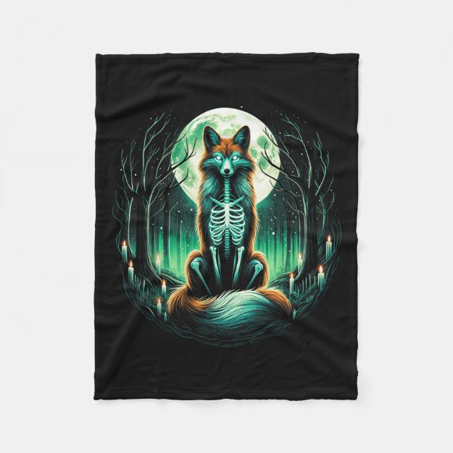 Manta Polar Cool Fox Skeleton Halloween Christmas Birthday  (Anverso)