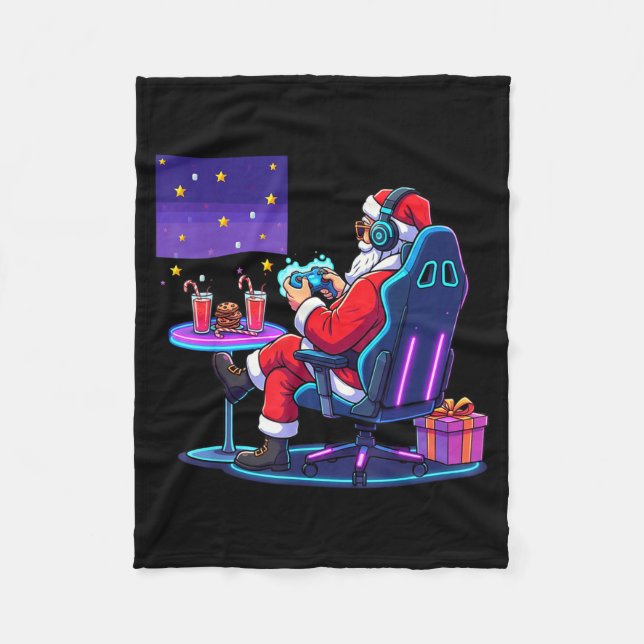 Manta Polar Cool Gamer Santa Playing Games Christmas Boys Styl (Anverso)