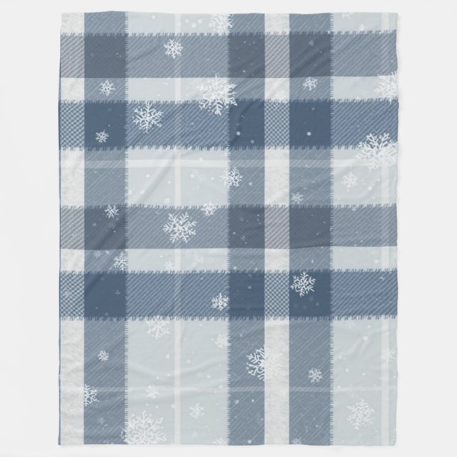 Manta Polar Cool Gray Minimalist Plaid Fleece Blanket (Anverso)