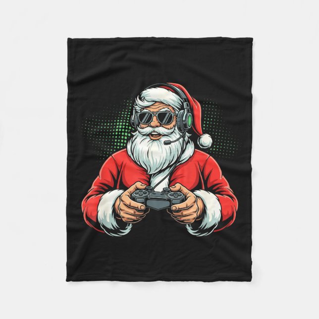 Manta Polar Cool Santa Playing Video Games Christmas Gamer Boy (Anverso)