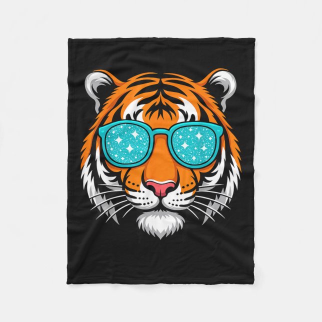 Manta Polar Cool Shirts For Boys Kids, Funny Tiger Sungles  (Anverso)