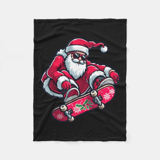 Manta Polar Cool Skateboarding Santa Claus Christmas Pajama Ki (Anverso)