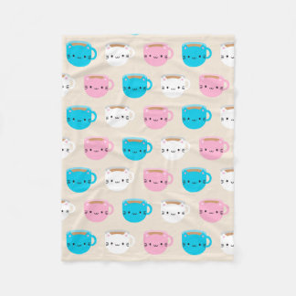 Manta Polar Copa de Té de Gatos de Kawaii