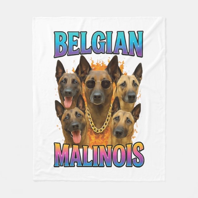 Manta Polar Copia de Malinois Belga (Anverso)