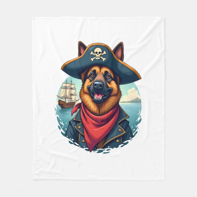 Manta Polar Copia Pirata de Perro Pastor Alemán (Anverso)