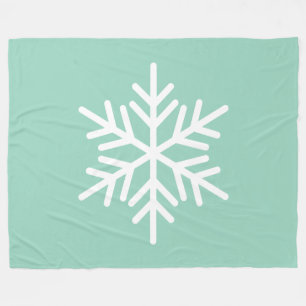 Manta Polar Copo de nieve alpino blanco festivo sobre verde me