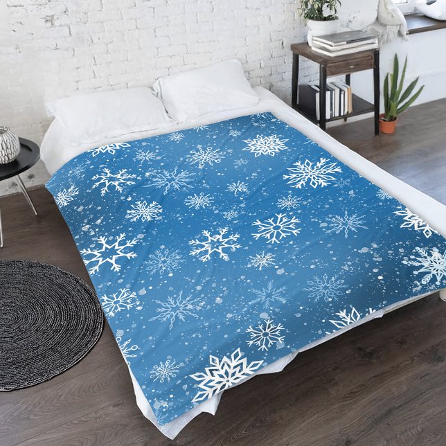 Manta Polar Copo de Nieve Azul Clásico Invierno Blanco (Subido por el creador)