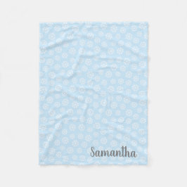 Manta Polar Copo de nieve blanco azul personalizado