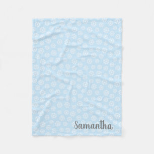 Manta Polar Copo de nieve blanco azul personalizado