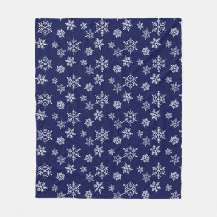 Manta Polar Copo de nieve blancos sobre azul marino