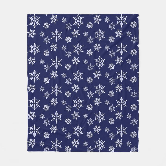 Manta Polar Copo de nieve blancos sobre azul marino (Anverso)