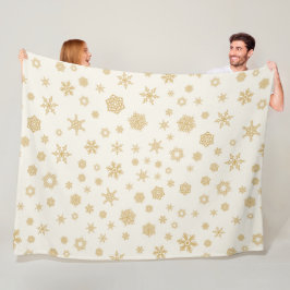 Manta Polar Copo de Nieve de Crema Dorada Navidad Blanca de In