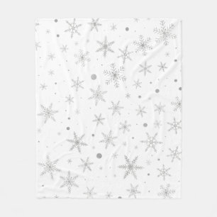 Manta Polar Copo de nieve del centelleo - gris y Blanco de