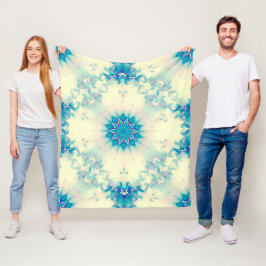 Manta Polar Copo de nieve helado de invierno azul congelado en