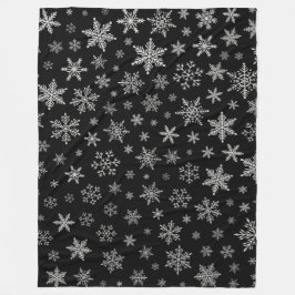 Manta Polar Copo de nieve moderno 2 - Negro y gris plateado-