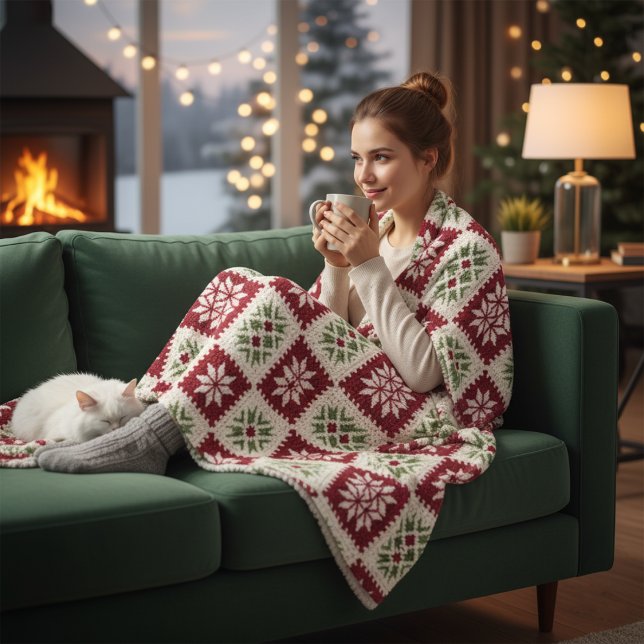 Manta Polar Copo de Nieve Nórdico al Crochet (Subido por el creador)